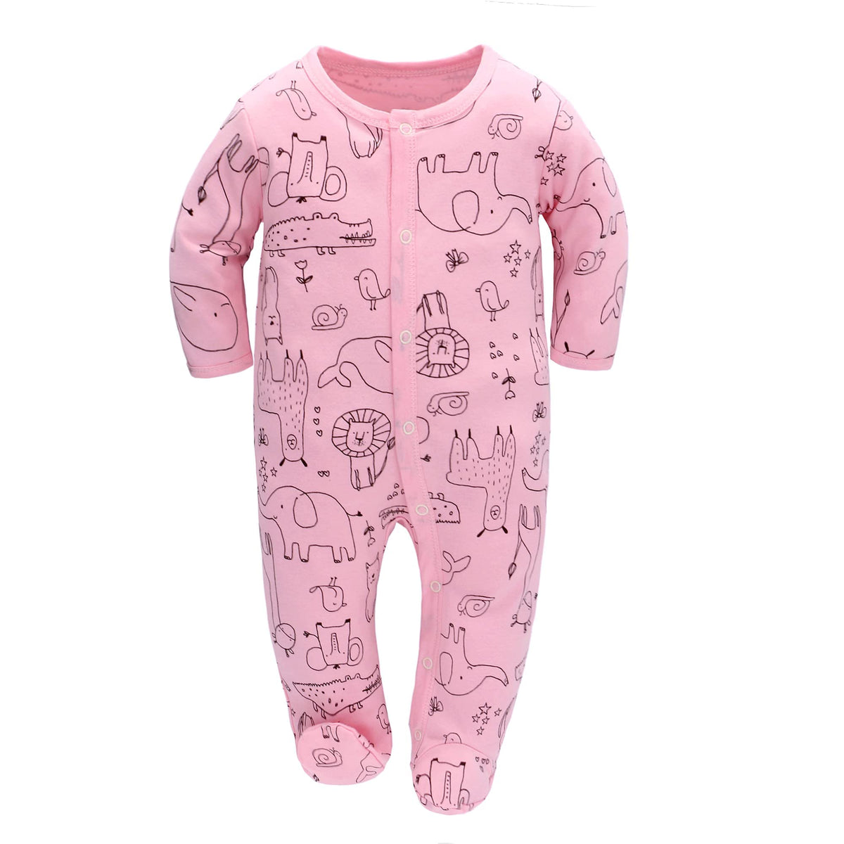 Schlafstrampler Baby Junge Maedchen 3er Unisex Pyjamas Baumwolle Strampler Jumpsuits Langarm Spieler Babykleidung mit 0-6 Monate