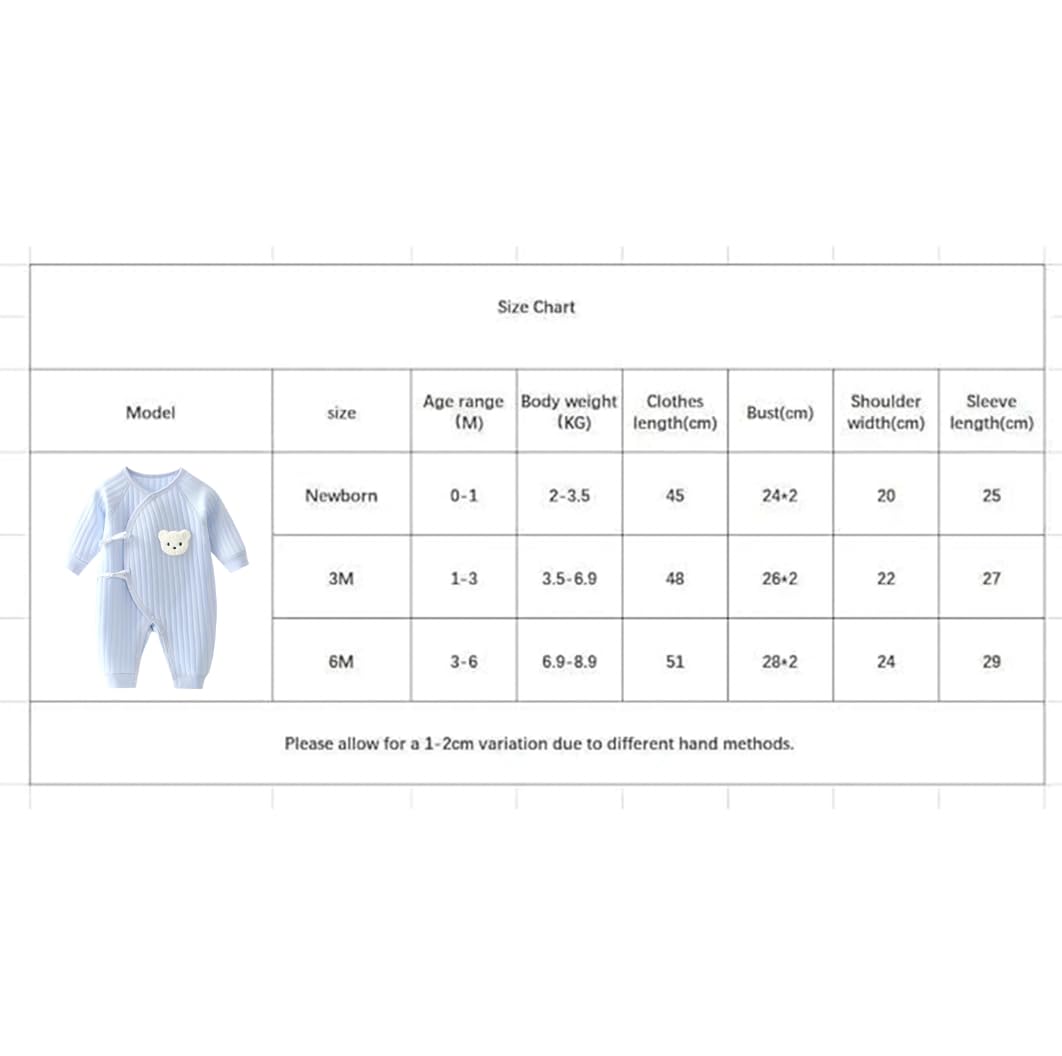 1 Pack Baby Bodysuit, 1-3 Months Neugeborenes Baby warme Baumwolle Bodysuit mit Hut, 100% Baumwolle Kleinkind Homewear verdickt Frühling und Herbst Kleidung (Blau, 1-3Months)