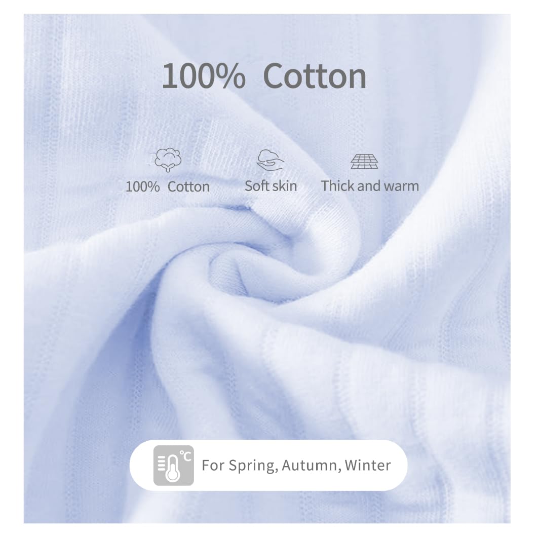 1 Pack Baby Bodysuit, 1-3 Months Neugeborenes Baby warme Baumwolle Bodysuit mit Hut, 100% Baumwolle Kleinkind Homewear verdickt Frühling und Herbst Kleidung (Blau, 1-3Months)