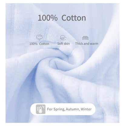 1 Pack Baby Bodysuit, 1-3 Months Neugeborenes Baby warme Baumwolle Bodysuit mit Hut, 100% Baumwolle Kleinkind Homewear verdickt Frühling und Herbst Kleidung (Blau, 1-3Months)
