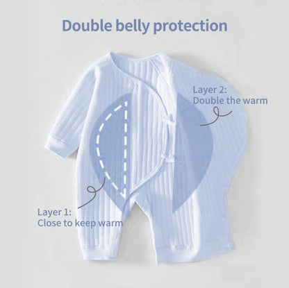 1 Pack Baby Bodysuit, 1-3 Months Neugeborenes Baby warme Baumwolle Bodysuit mit Hut, 100% Baumwolle Kleinkind Homewear verdickt Frühling und Herbst Kleidung (Blau, 1-3Months)