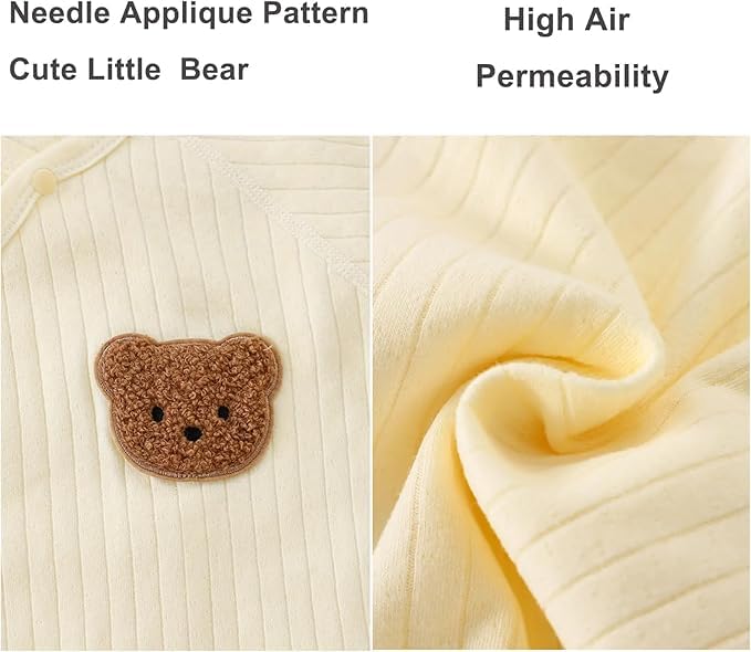1 Pack Baby Bodysuit, 1-3 Months Neugeborenes Baby warme Baumwolle Bodysuit mit Hut, 100% Baumwolle Kleinkind Homewear verdickt Frühling und Herbst Kleidung (Beige, 1-3 Months)