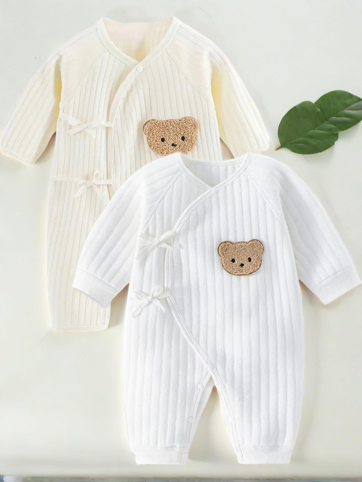 1 Pack Baby Bodysuit, 1-3 Months Neugeborenes Baby warme Baumwolle Bodysuit mit Hut, 100% Baumwolle Kleinkind Homewear verdickt Frühling und Herbst Kleidung (Beige, 1-3 Months)