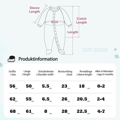 Schlafstrampler Baby Junge Maedchen 3er Unisex Pyjamas Baumwolle Strampler Jumpsuits Langarm Spieler Babykleidung mit 0-6 Monate