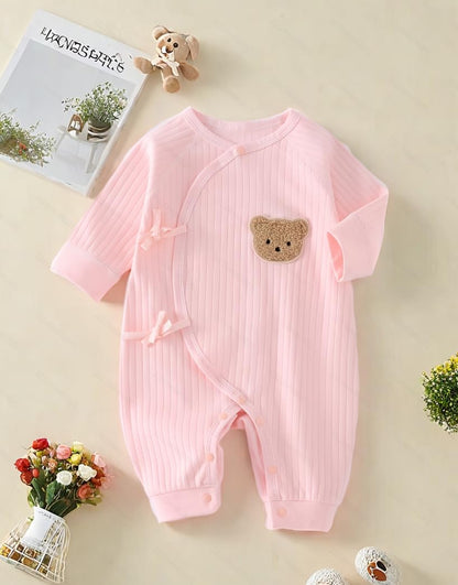 Babyfond 1 Pack Baby Bodysuit, Neugeborenes Baby warme Baumwolle Bodysuit mit Hut, 100% Baumwolle Kleinkind Homewear verdickt Frühling und Herbst Kleidung (Rosa, 1-3Monate)