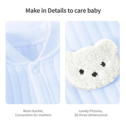 1 Pack Baby Bodysuit, 1-3 Months Neugeborenes Baby warme Baumwolle Bodysuit mit Hut, 100% Baumwolle Kleinkind Homewear verdickt Frühling und Herbst Kleidung (Blau, 1-3Months)