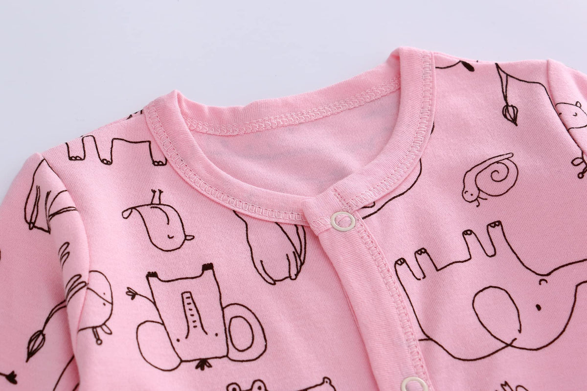 Schlafstrampler Baby Junge Maedchen 3er Unisex Pyjamas Baumwolle Strampler Jumpsuits Langarm Spieler Babykleidung mit 0-6 Monate