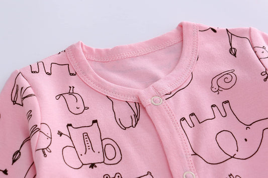 Schlafstrampler Baby Junge Maedchen 3er Unisex Pyjamas Baumwolle Strampler Jumpsuits Langarm Spieler Babykleidung mit 0-6 Monate